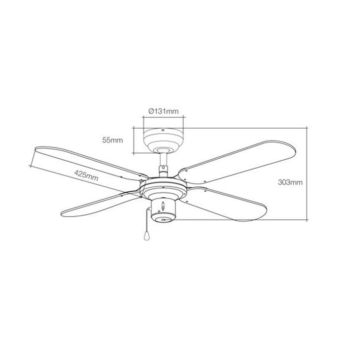 Ventilator de Tavan EDM 33802 Báltico Alb 50 W ø 102 cm - WALTI WALTI
