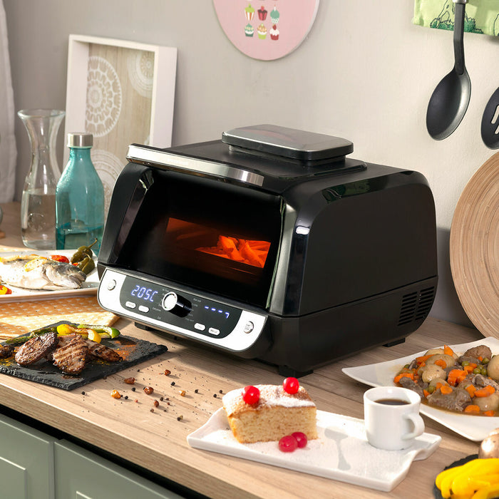 Friteuză cu Aer cu grătar, accesorii și carte de rețete InnovaGoods Fryinn 12-in-1 6000 Negru Oțel 3400 W 6 L - WALTI WALTI