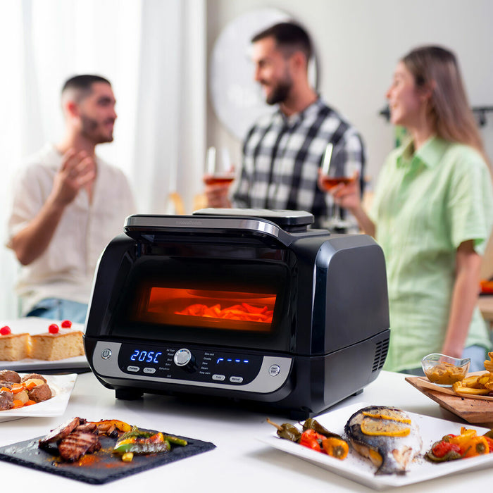 Friteuză cu Aer cu grătar, accesorii și carte de rețete InnovaGoods Fryinn 12-in-1 6000 Negru Oțel 3400 W 6 L - WALTI WALTI