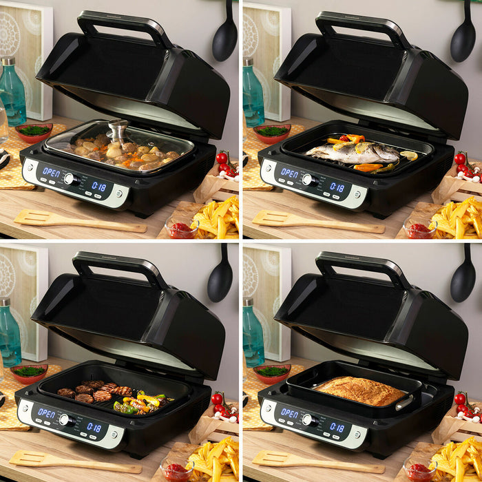 Friteuză cu Aer cu grătar, accesorii și carte de rețete InnovaGoods Fryinn 12-in-1 6000 Negru Oțel 3400 W 6 L - WALTI WALTI
