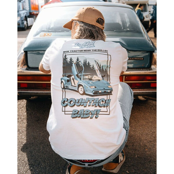 Tricou cu Mânecă Scurtă Bărbați RADIKAL  NICE TRACTOR NEAR THE BULLS Alb L - WALTI WALTI