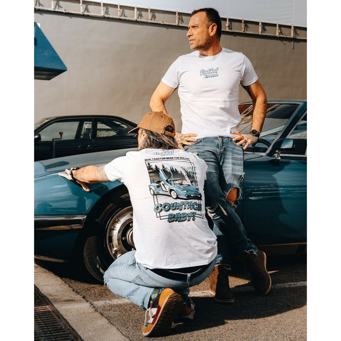 Tricou cu Mânecă Scurtă Bărbați RADIKAL  NICE TRACTOR NEAR THE BULLS Alb L - WALTI WALTI