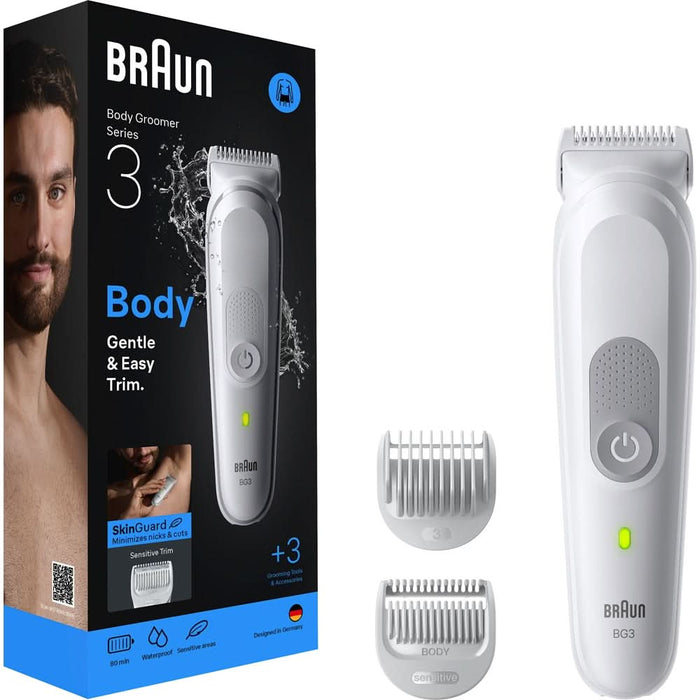 Aparat de tuns corporal BRAUN Seria 3 BG3530, acumulator, 80 min autonomie, argintiu - WALTI WALTI