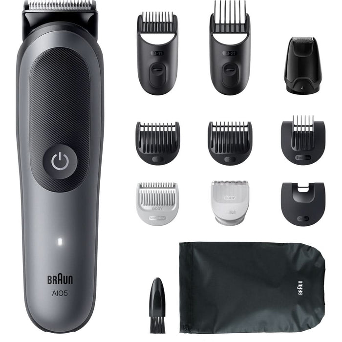 Aparat de tuns multifunctional 11 in 1 BRAUN Seria 5 AIO5560, acumulator, 120 min autonomie, argintiu WALTI