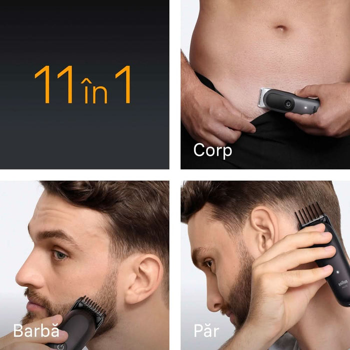 Aparat de tuns multifunctional 11 in 1 BRAUN Seria 5 AIO5560, acumulator, 120 min autonomie, argintiu WALTI