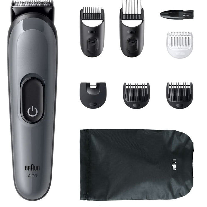 Aparat de tuns multifunctional 8 in 1 BRAUN Seria 3 AIO3540, acumulator, 50 min autonomie, argintiu WALTI