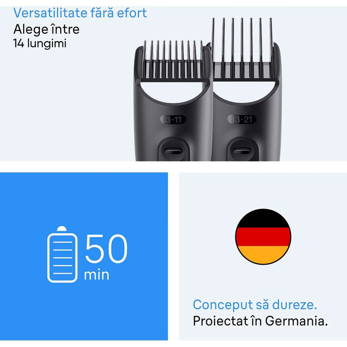 Aparat de tuns multifunctional 8 in 1 BRAUN Seria 3 AIO3540, acumulator, 50 min autonomie, argintiu WALTI