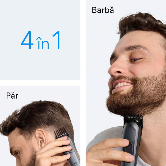 Aparat de tuns multifunctional 8 in 1 BRAUN Seria 3 AIO3540, acumulator, 50 min autonomie, argintiu WALTI