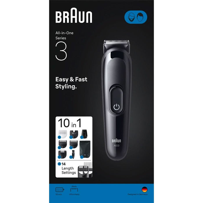 Aparat de tuns multifunctional 10 in 1 BRAUN Seria 3 AIO3560, acumulator, 50 min autonomie, negru - WALTI WALTI