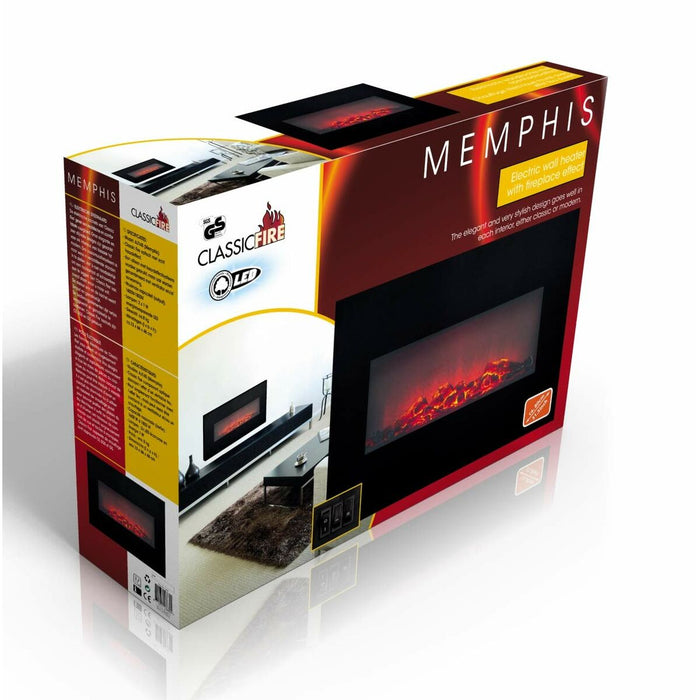 Șemineu electric decorativ de perete Classic Fire Memphis Negru 1800 W 66 x 13 x 46 cm - WALTI WALTI