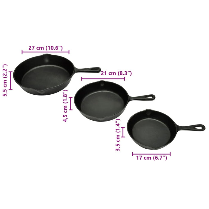 Set 3 tigăi din fontă WALTI