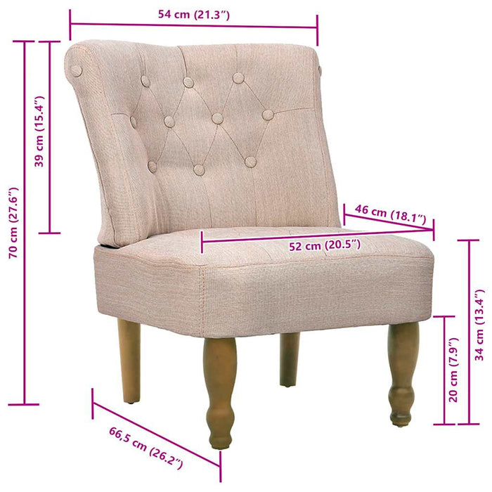 Scaun în stil franțuzesc, crem, material textil WALTI