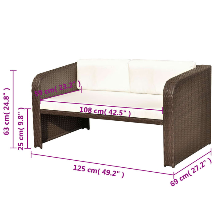 Set mobilier de grădină cu perne, 4 piese, maro, poliratan - WALTI WALTI