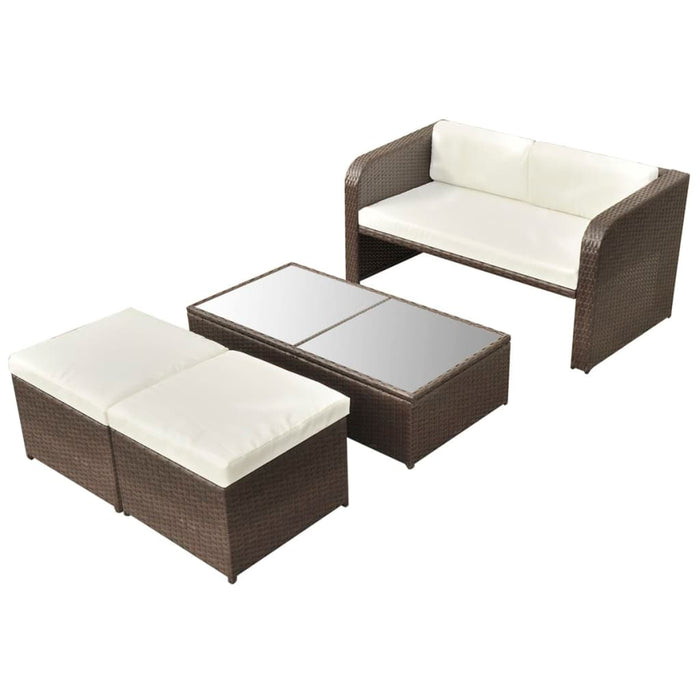 Set mobilier de grădină cu perne, 4 piese, maro, poliratan - WALTI WALTI
