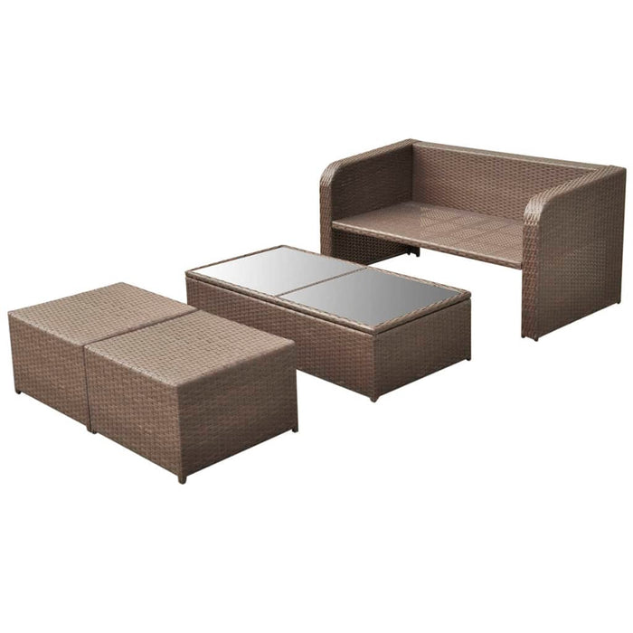 Set mobilier de grădină cu perne, 4 piese, maro, poliratan - WALTI WALTI