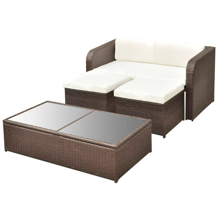 Set mobilier de grădină cu perne, 4 piese, maro, poliratan - WALTI WALTI