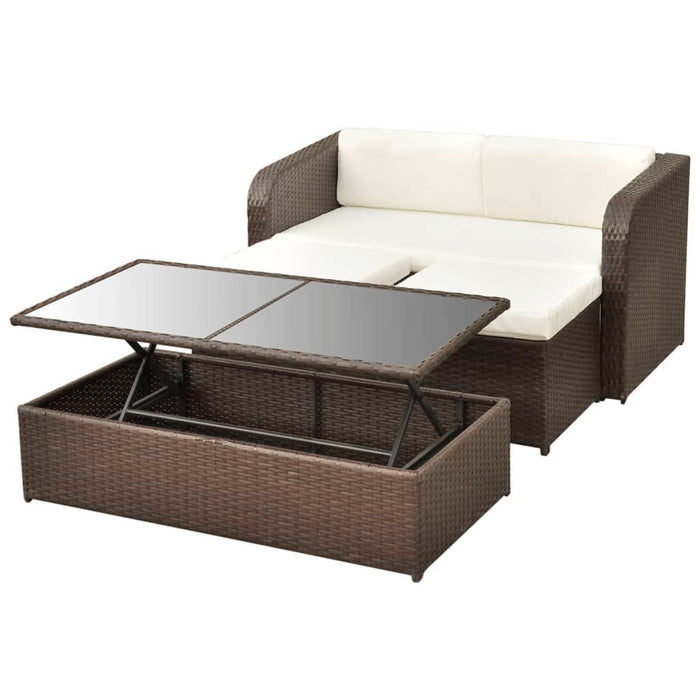 Set mobilier de grădină cu perne, 4 piese, maro, poliratan - WALTI WALTI