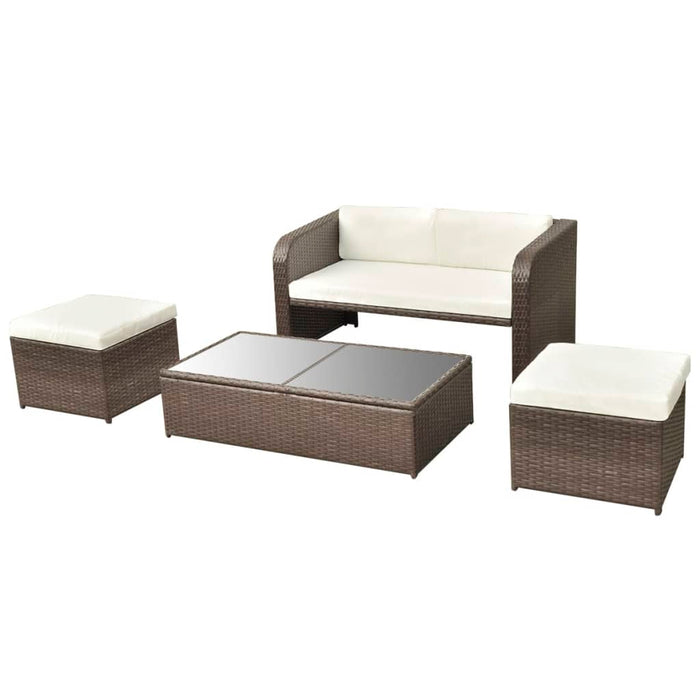 Set mobilier de grădină cu perne, 4 piese, maro, poliratan - WALTI WALTI