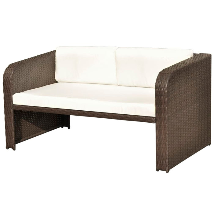 Set mobilier de grădină cu perne, 4 piese, maro, poliratan - WALTI WALTI