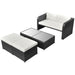 Set mobilier de grădină cu perne, 4 piese, negru, poliratan - WALTI WALTI