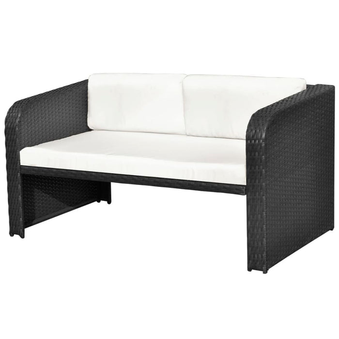 Set mobilier de grădină cu perne, 4 piese, negru, poliratan - WALTI WALTI