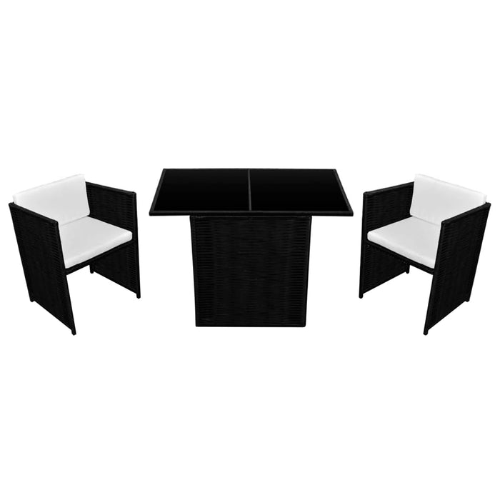 Set bistro cu perne, 3 piese, negru, poliratan - WALTI WALTI