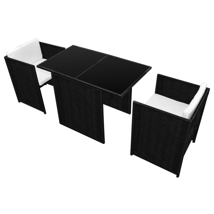 Set bistro cu perne, 3 piese, negru, poliratan - WALTI WALTI