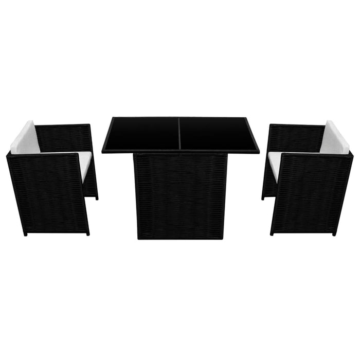 Set bistro cu perne, 3 piese, negru, poliratan - WALTI WALTI