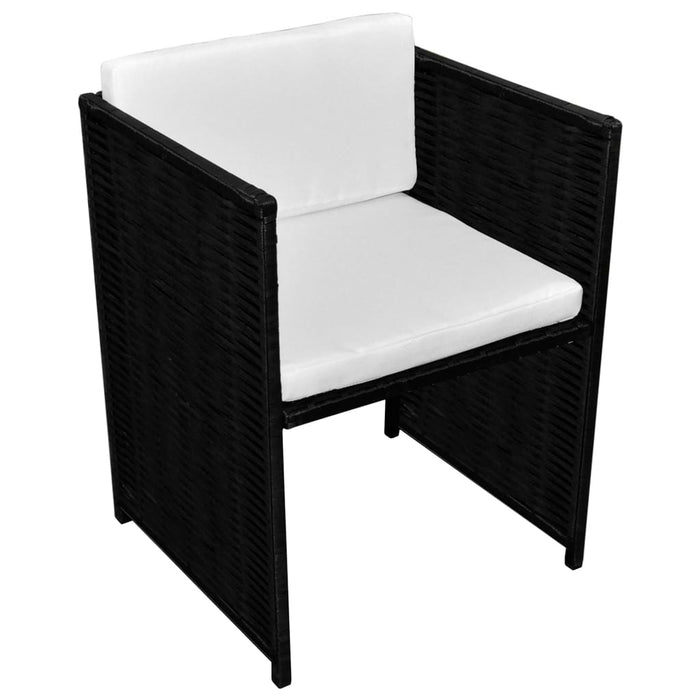 Set bistro cu perne, 3 piese, negru, poliratan - WALTI WALTI
