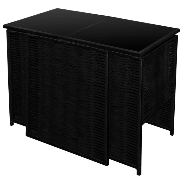 Set bistro cu perne, 3 piese, negru, poliratan - WALTI WALTI