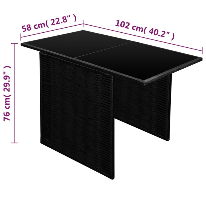 Set bistro cu perne, 3 piese, negru, poliratan - WALTI WALTI