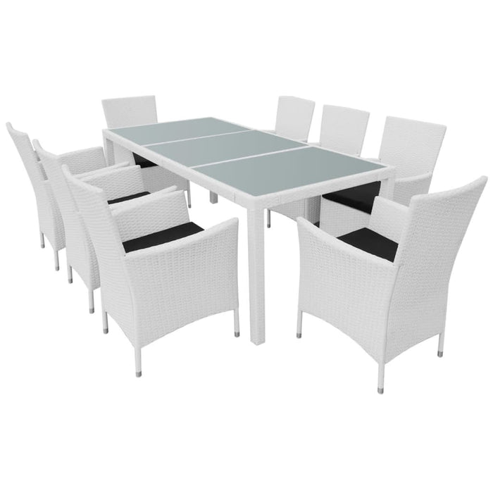Set mobilier de exterior, 9 piese, alb crem, poliratan WALTI