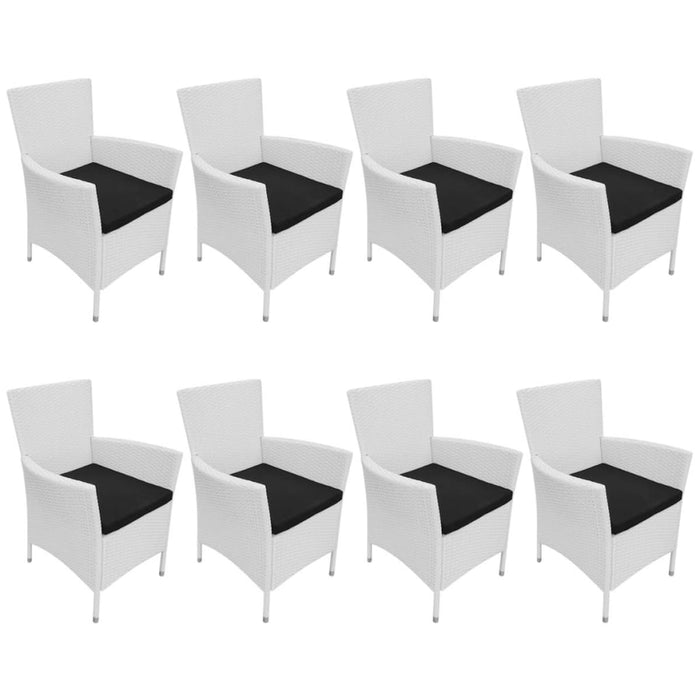 Set mobilier de exterior, 9 piese, alb crem, poliratan WALTI