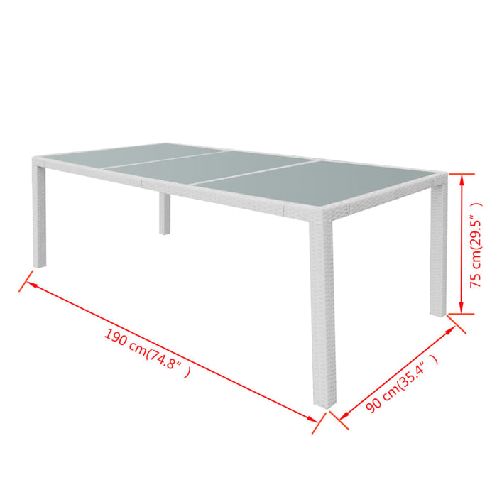 Set mobilier de exterior, 9 piese, alb crem, poliratan WALTI