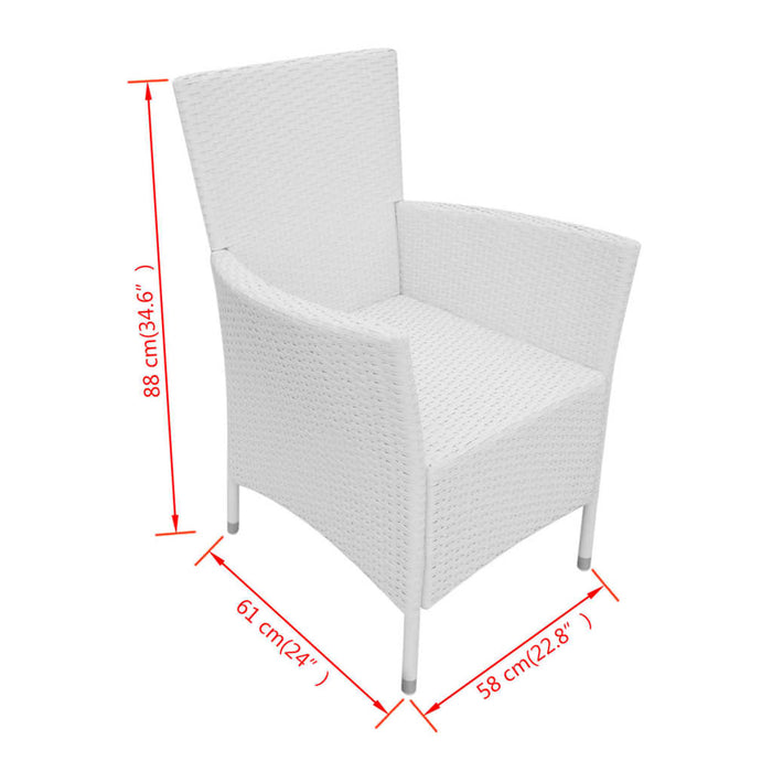 Set mobilier de exterior, 9 piese, alb crem, poliratan WALTI