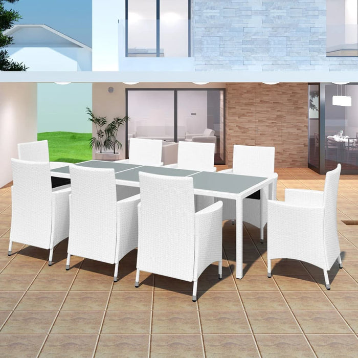 Set mobilier de exterior, 9 piese, alb crem, poliratan WALTI