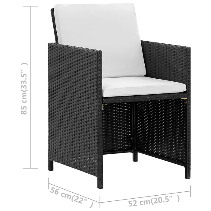 Set mobilier de exterior cu perne, 11 piese, negru, poliratan - WALTI WALTI