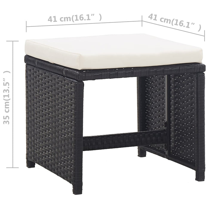 Set mobilier de exterior cu perne, 11 piese, negru, poliratan - WALTI WALTI