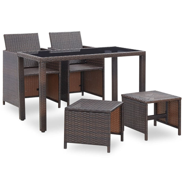 Set mobilier de exterior cu perne, 5 piese, maro, poliratan - WALTI WALTI