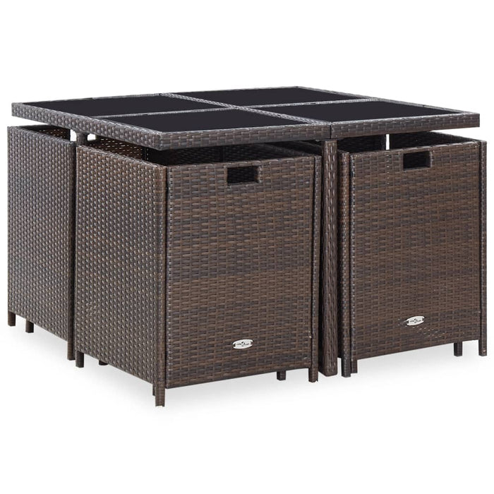 Set mobilier de exterior cu perne, 9 piese, maro, poliratan - WALTI WALTI