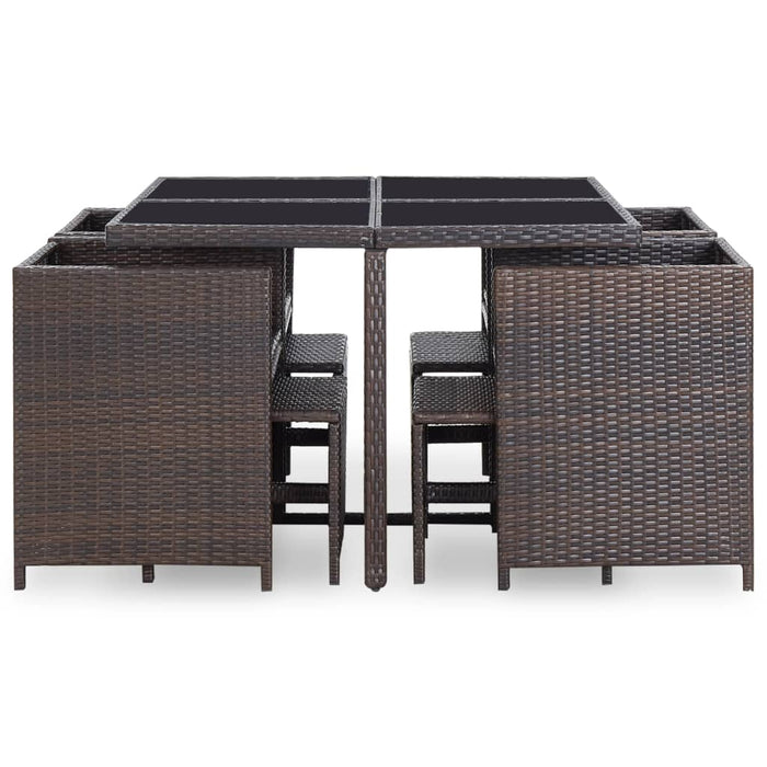 Set mobilier de exterior cu perne, 9 piese, maro, poliratan - WALTI WALTI