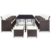 Set mobilier de exterior cu perne, 13 piese, maro, poliratan - WALTI WALTI