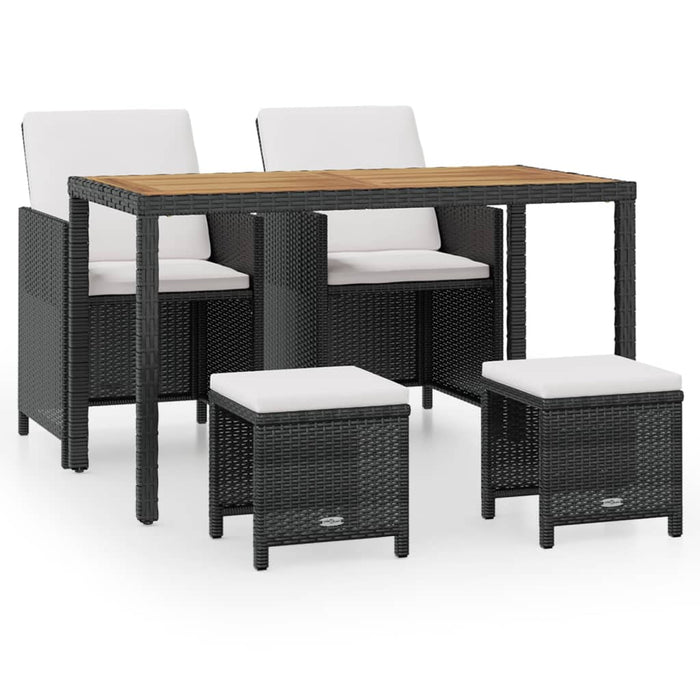 Set mobilier de exterior, 5 piese negru, poliratan, lemn acacia - WALTI WALTI