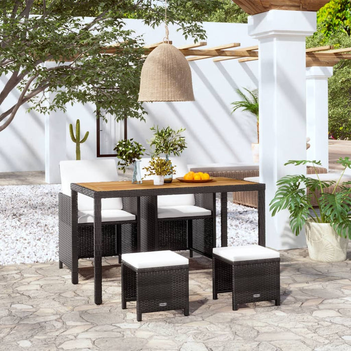Set mobilier de exterior, 5 piese negru, poliratan, lemn acacia - WALTI WALTI