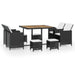 Set mobilier de exterior, 9 piese negru, poliratan, lemn acacia - WALTI WALTI