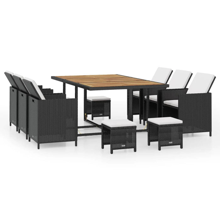 Set mobilier de exterior 11 piese negru, poliratan, lemn acacia - WALTI WALTI