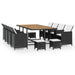 Set mobilier de exterior 13 piese negru, poliratan, lemn acacia - WALTI WALTI