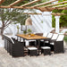 Set mobilier de exterior 13 piese negru, poliratan, lemn acacia - WALTI WALTI