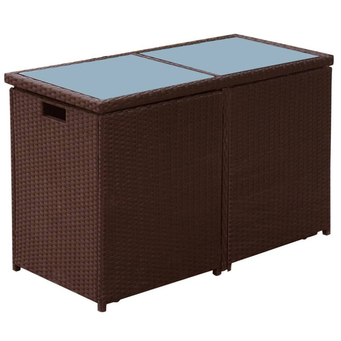 Set bistro cu perne, 3 piese, maro, poliratan WALTI