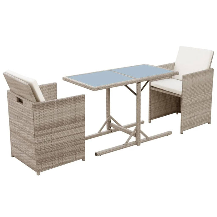 Set bistro cu perne, 3 piese, bej, poliratan - WALTI WALTI